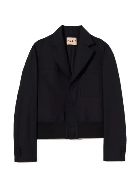 Plan C button-up ribbed-hem jacket