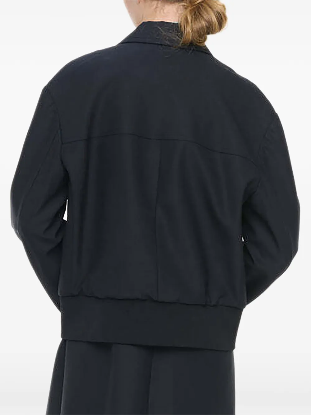 Plan C button-up ribbed-hem jacket Blauw
