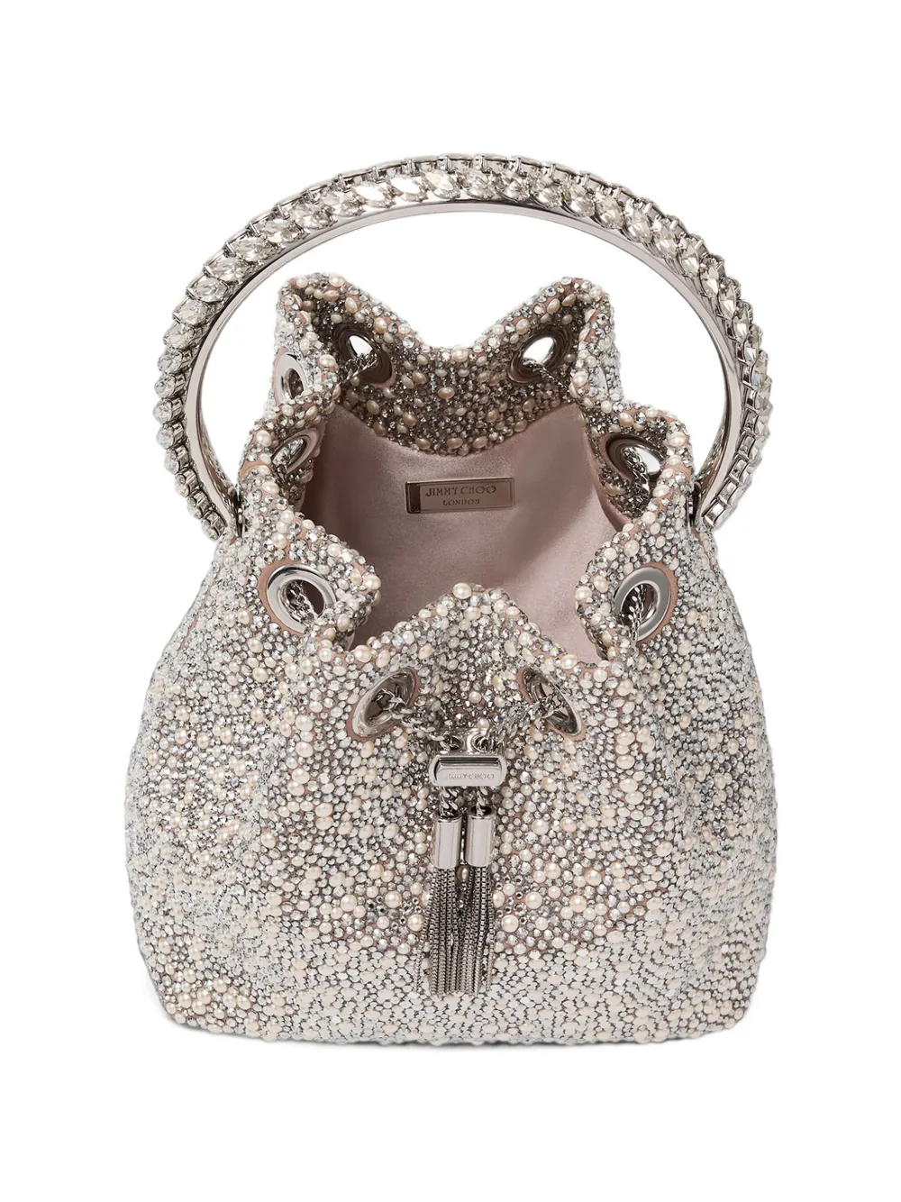 Jimmy Choo Bon crystal-embellished bucket bag Zilver