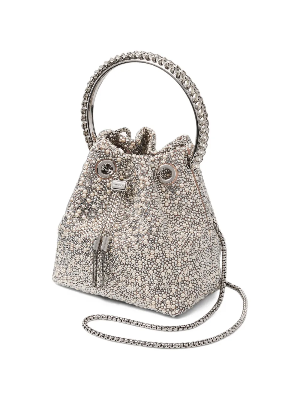 Jimmy Choo Bon crystal-embellished bucket bag Zilver