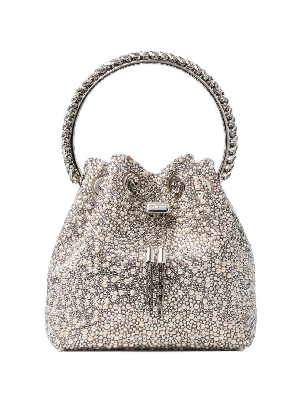 Jimmy Choo Bon Bon crystal-embellished bucket bag - Argento