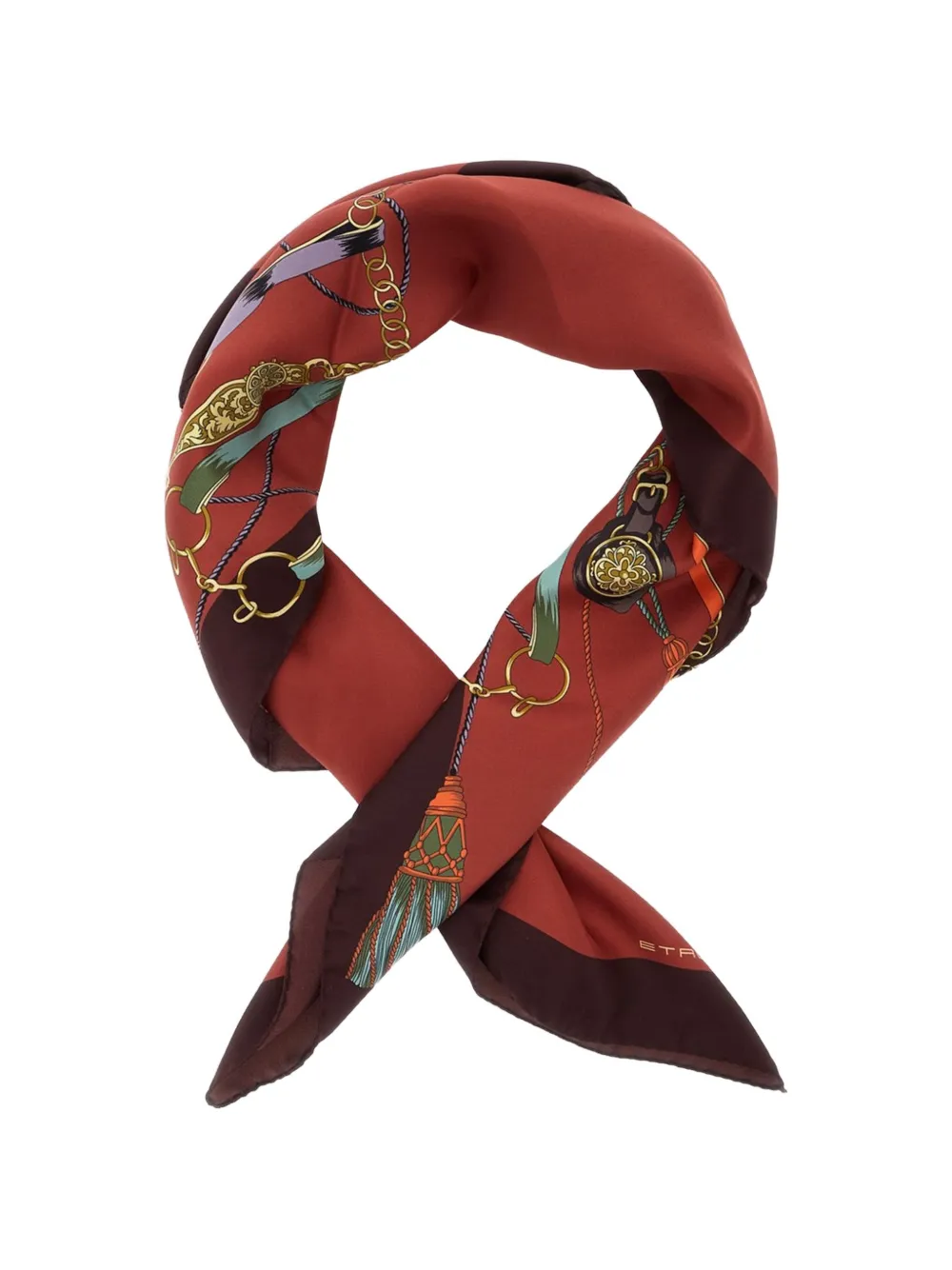 ETRO silk scarf with charm motif Rood