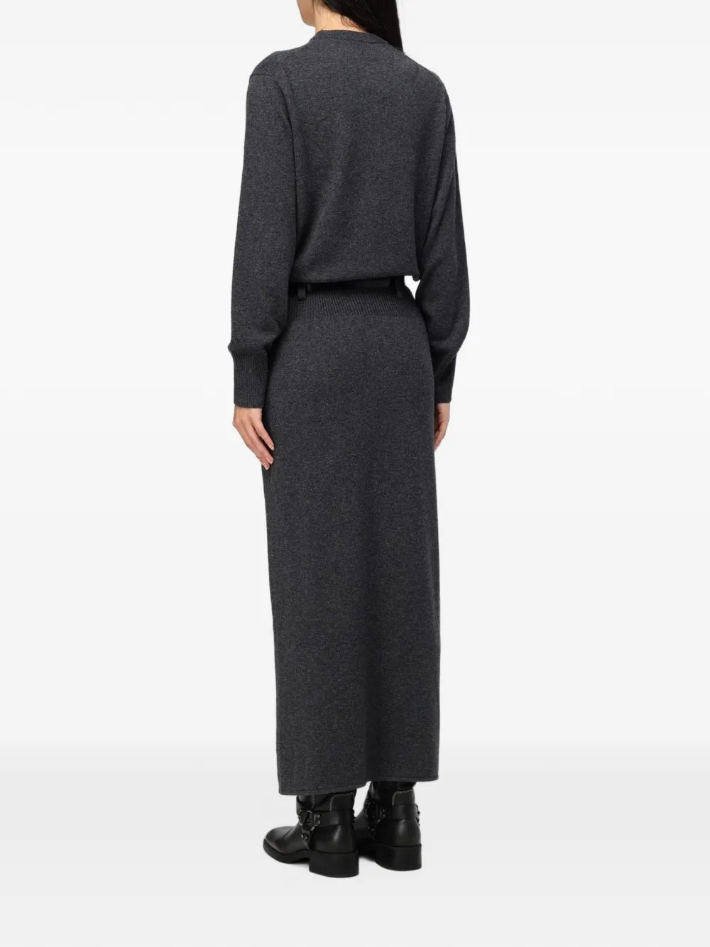 Coperni belted side-slit maxi dress Grijs