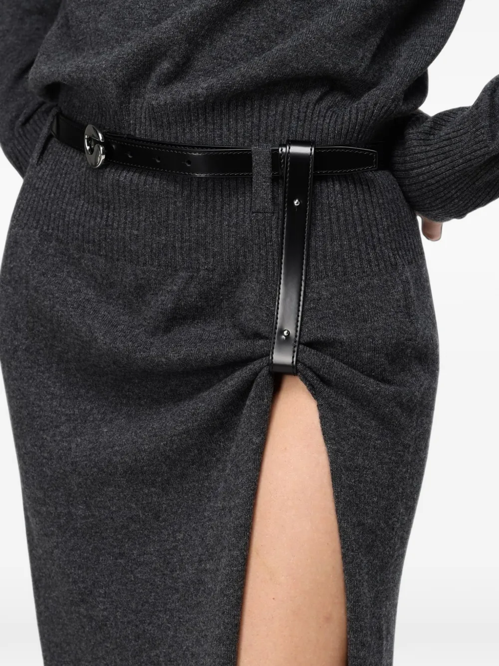 Coperni belted side-slit maxi dress Grijs