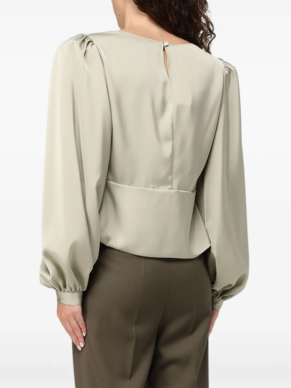 Hanita twist-detail puff-sleeve top Groen