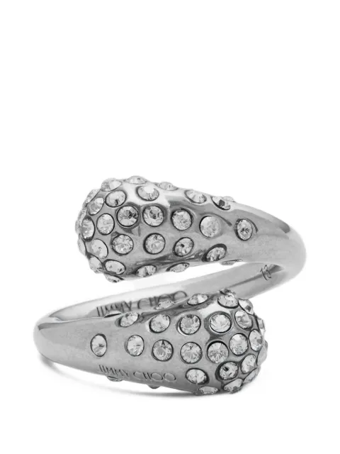 Jimmy Choo crystal-embellished wrap-design ring