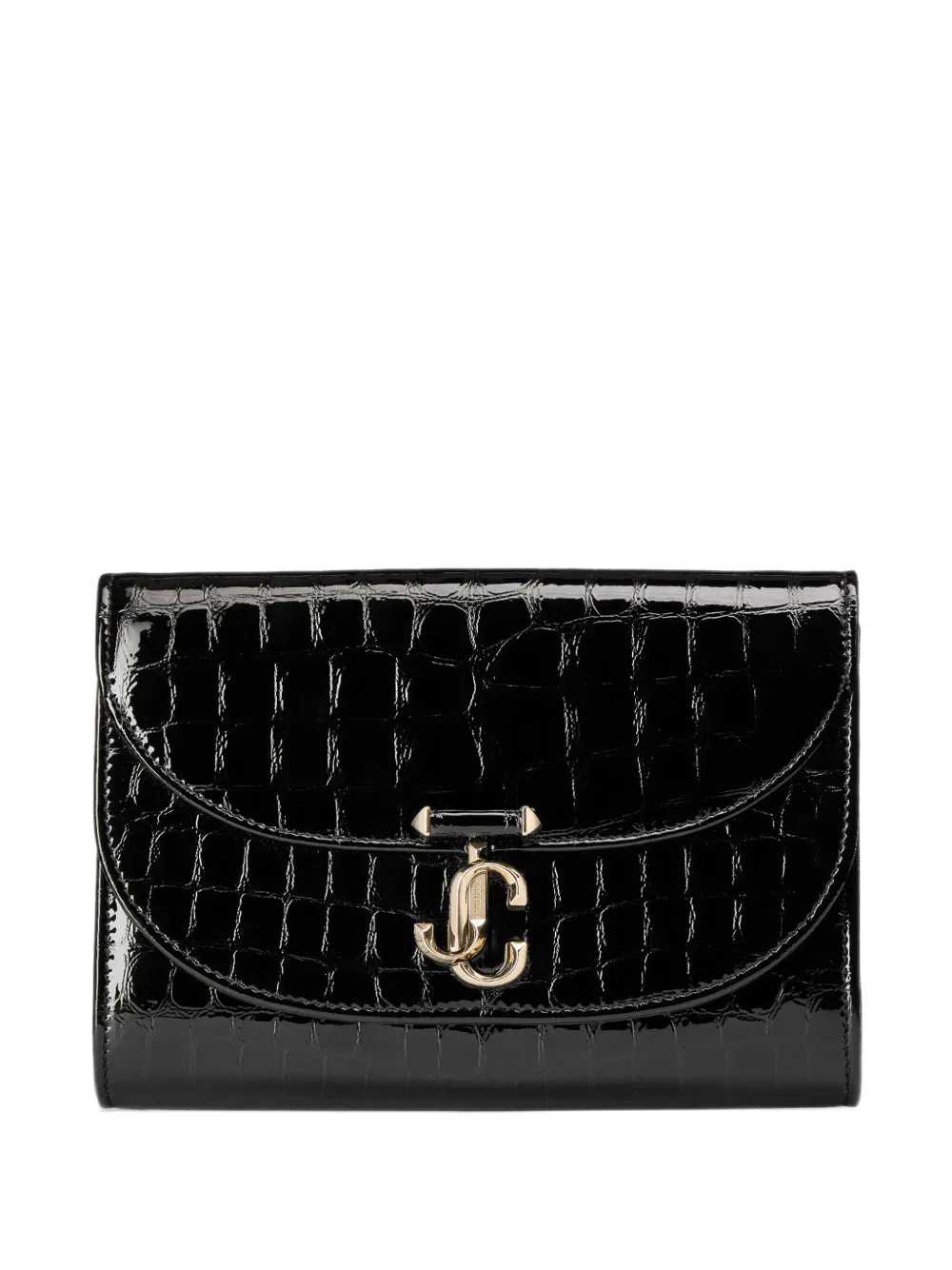 Jimmy Choo Avenue croc-effect clutch bag - Black