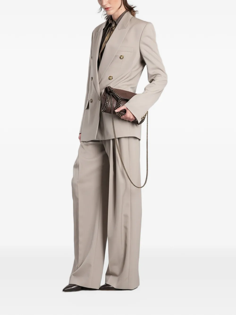 Stella McCartney double-breasted peak-lapel blazer Beige