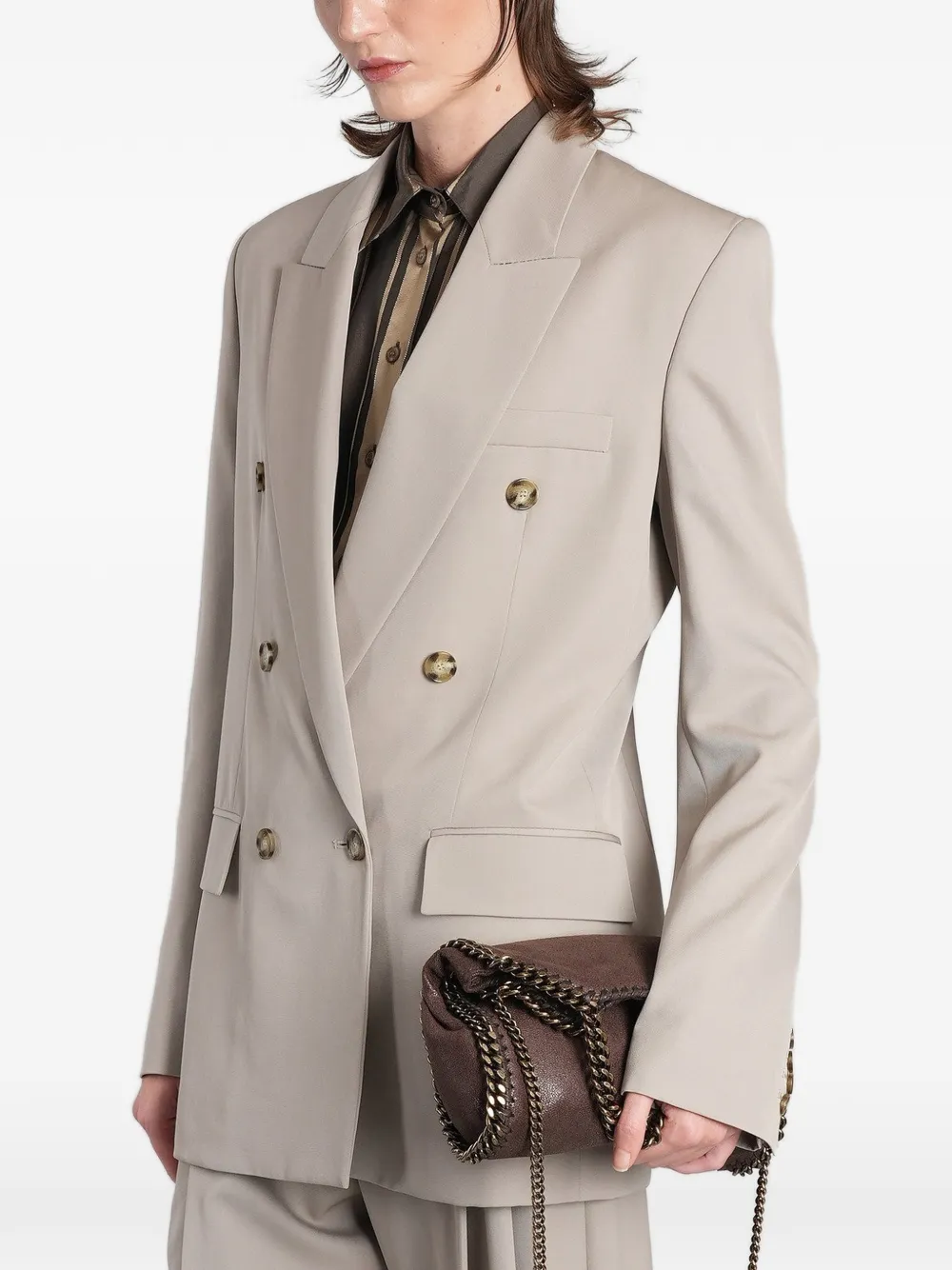 Stella McCartney double-breasted peak-lapel blazer Beige