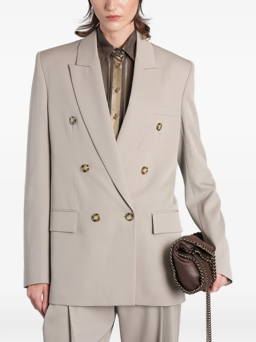 Stella McCartney double-breasted peak-lapel blazer - Nude
