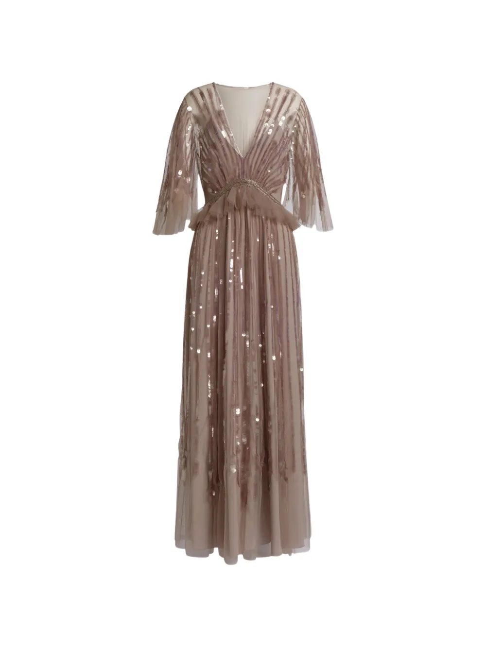 Alberta Ferretti sequin-embellished ruffled maxi dress Roze