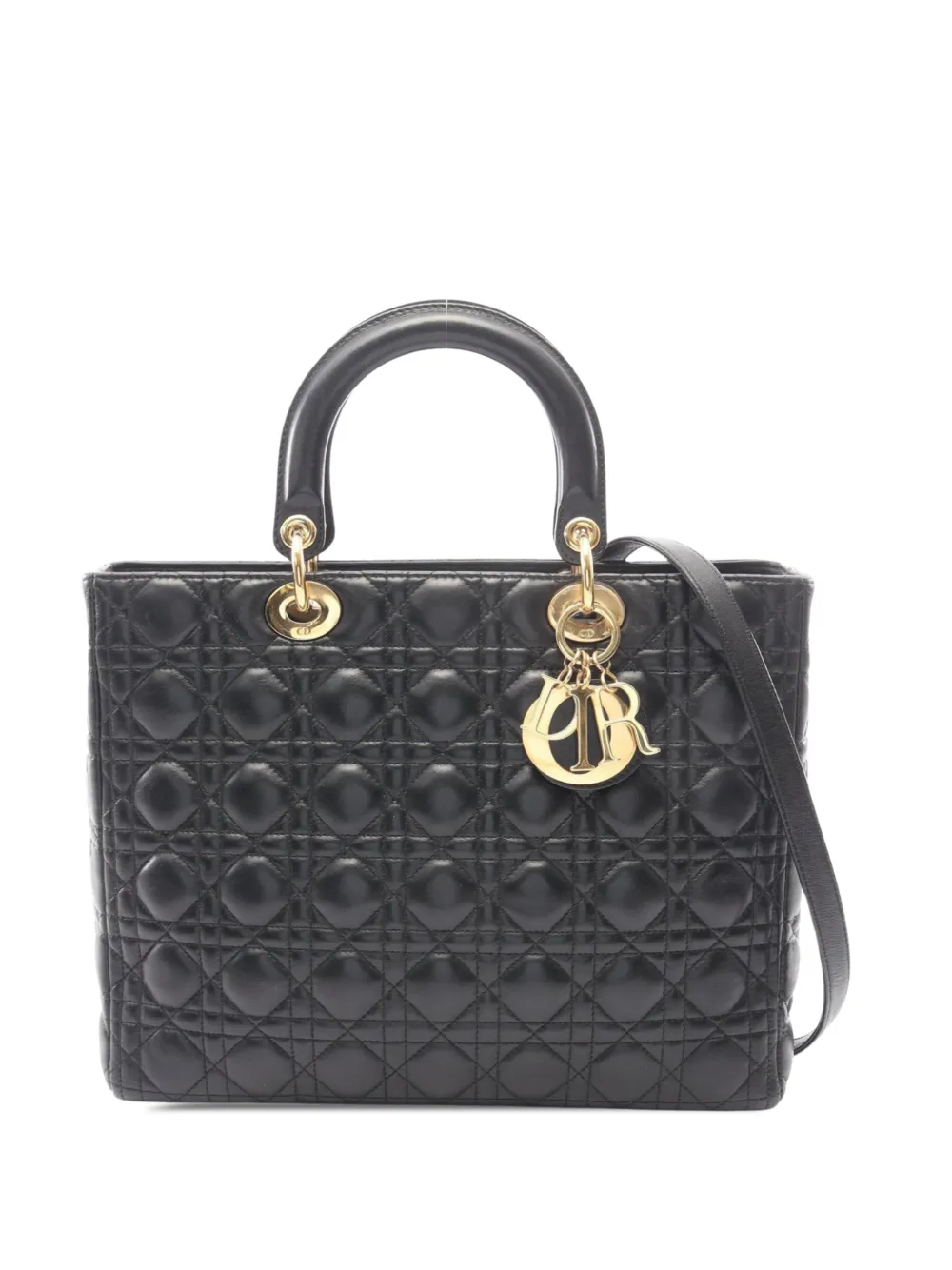 Christian Dior Pre-Owned 2000-2026 Large Lambskin Cannage Lady Dior satchel - Schwarz