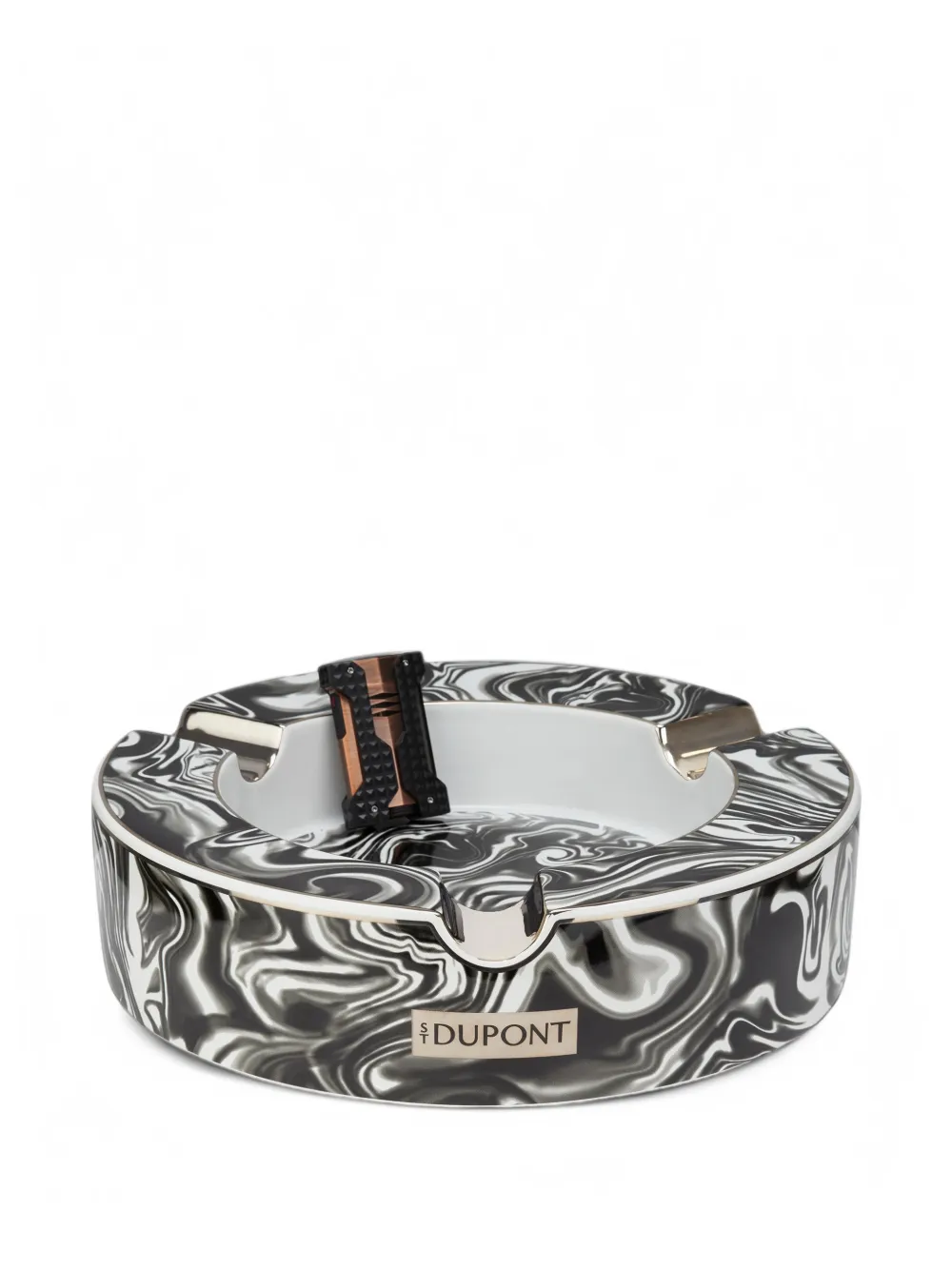 S.T. Dupont marble-print porcelain ashtray - Nero