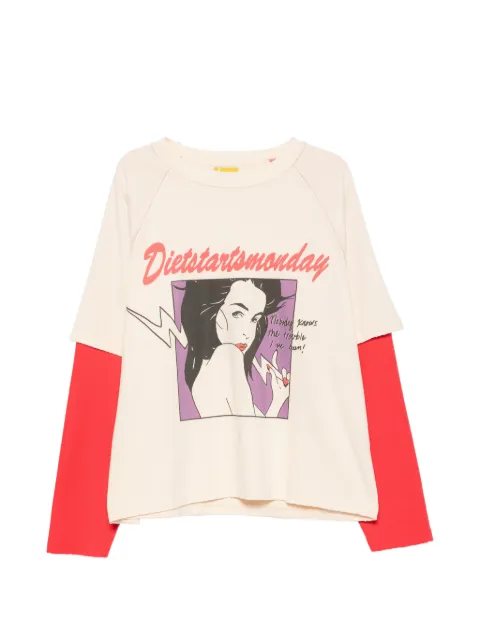 Diet Starts Monday graphic-print layered T-shirt