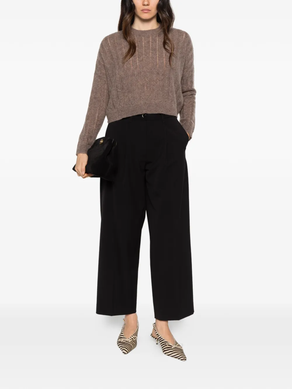 Nine In The Morning Rubino pleated wide-leg trousers Zwart