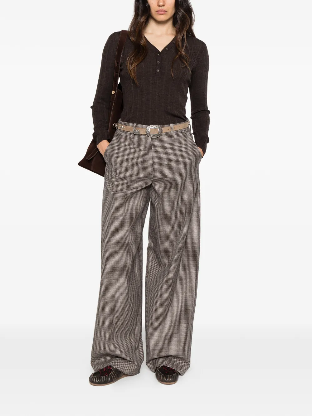 Nine In The Morning Nancy houndstooth-pattern trousers Bruin