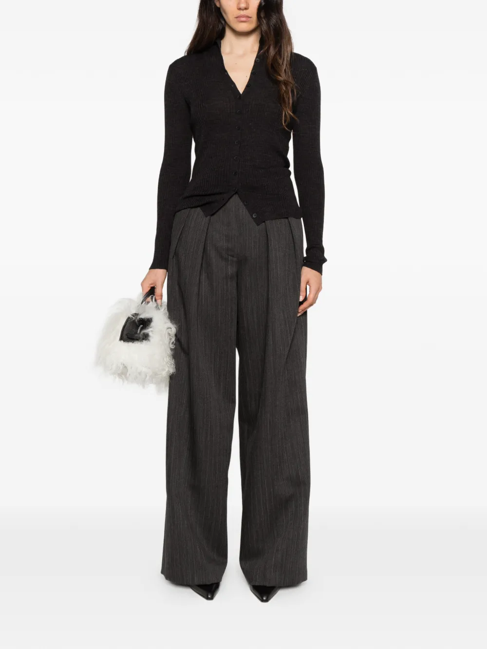 Nine In The Morning Sandra pinstripe-pattern pleated tailored trousers Grijs