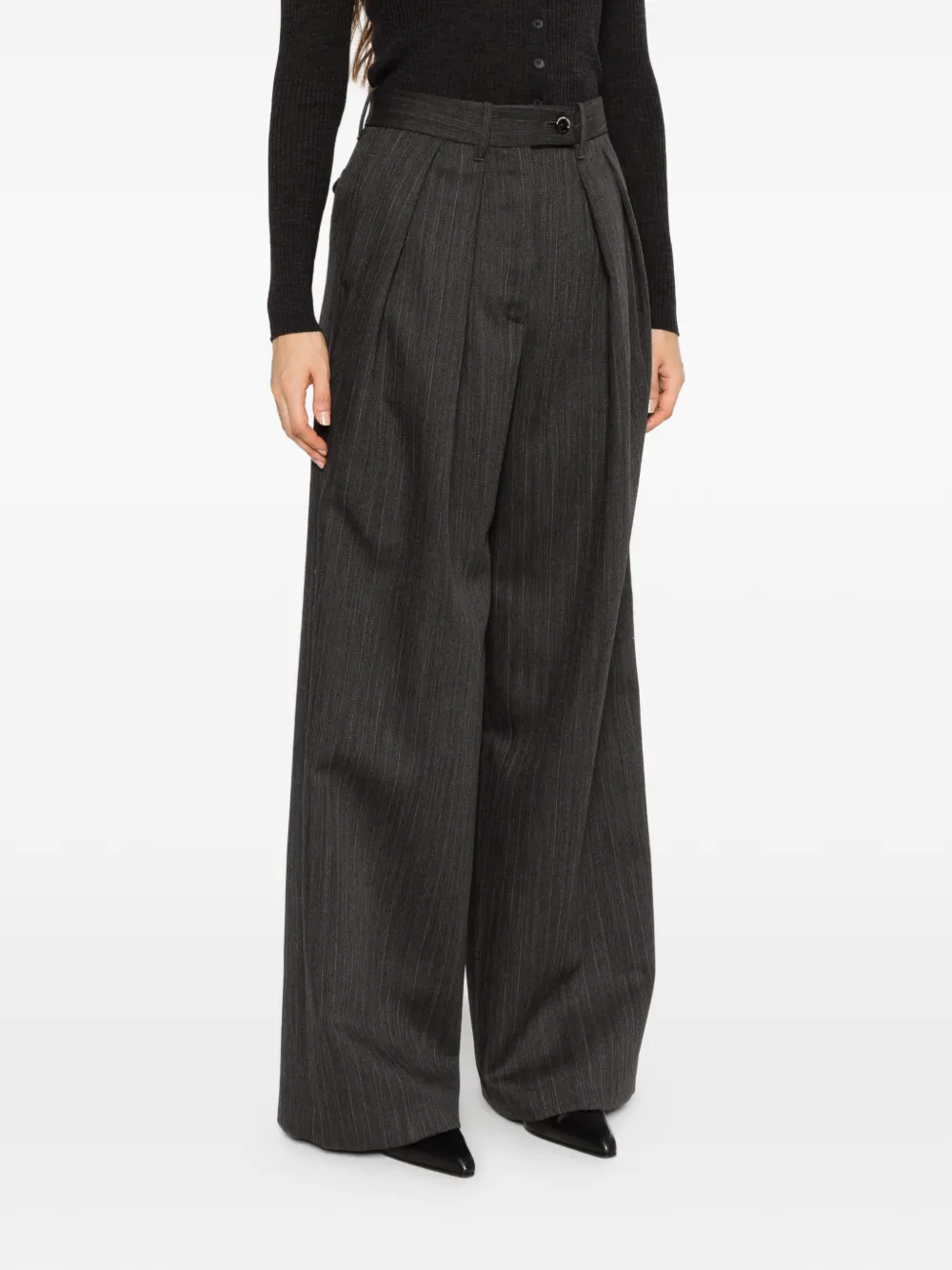 Nine In The Morning Sandra pinstripe-pattern pleated tailored trousers Grijs