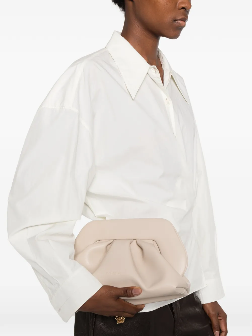 Themoirè Bios ruched clutch bag Beige