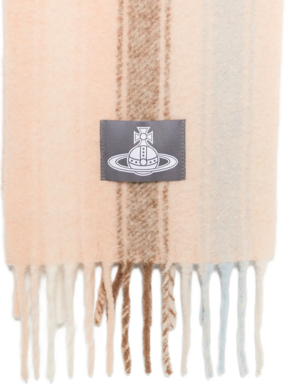 Vivienne Westwood Orb-patch striped scarf Beige