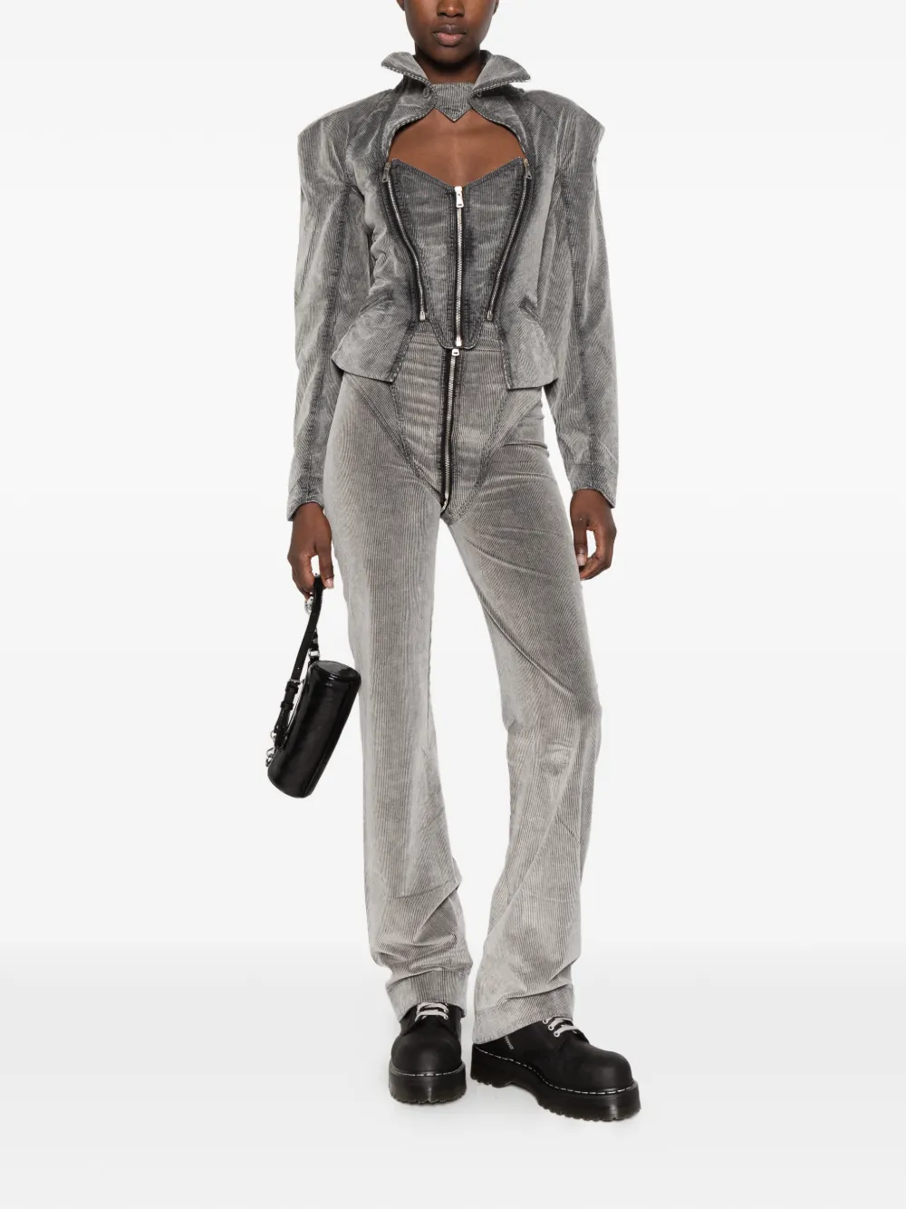 Vivienne Westwood Ant zip-detail corduroy trousers Grijs