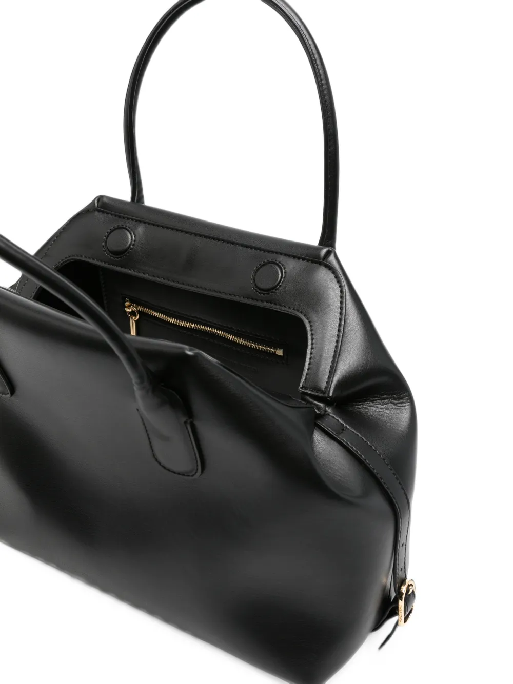 Themoirè medium Talia double-handle tote bag Zwart
