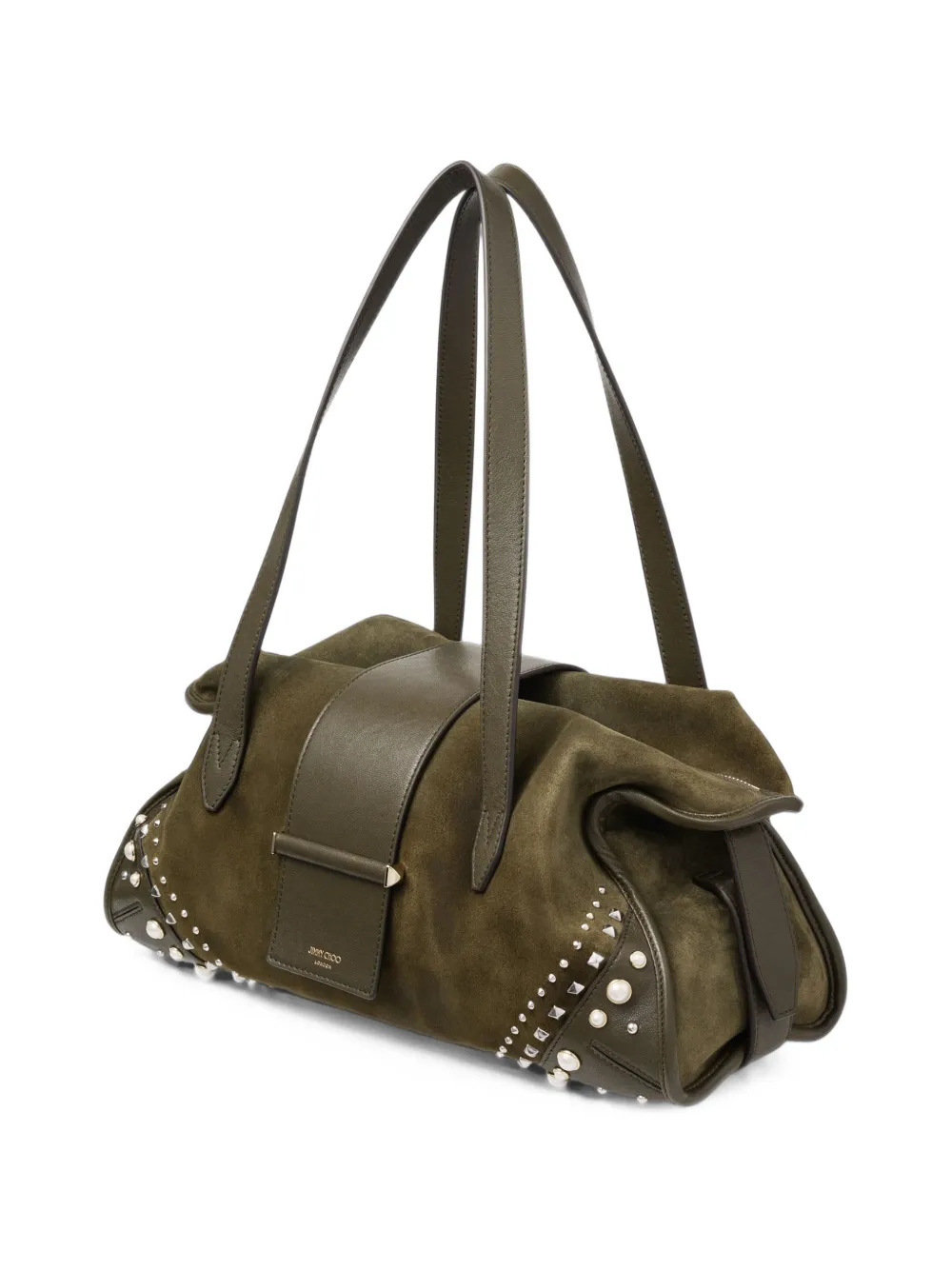 Jimmy Choo Bar Holdall medium Filo stud-embellished tote bag Groen