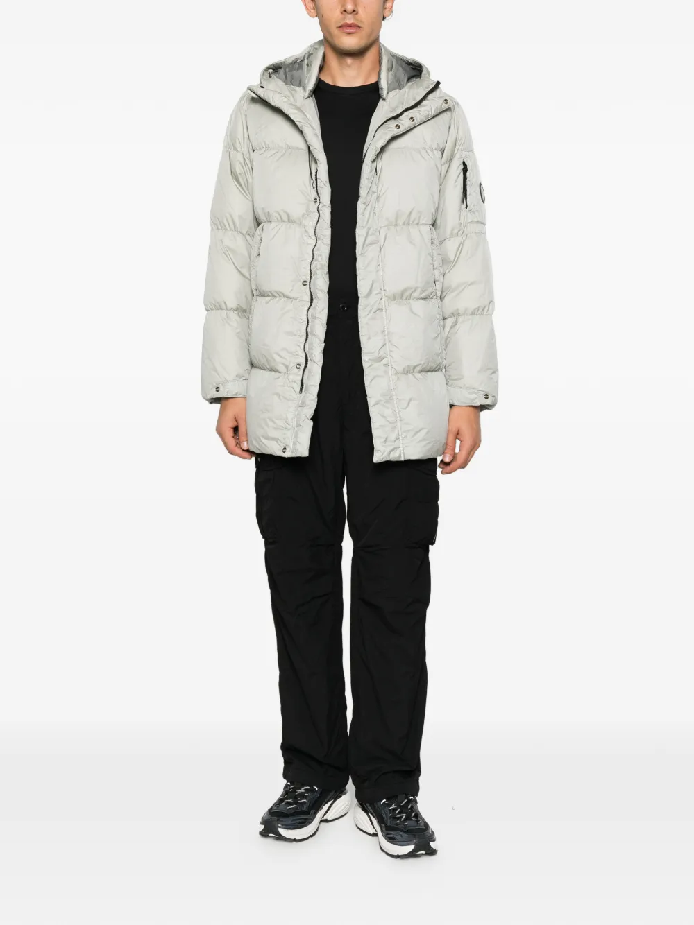 C.P. Company hooded quilted jacket Grijs