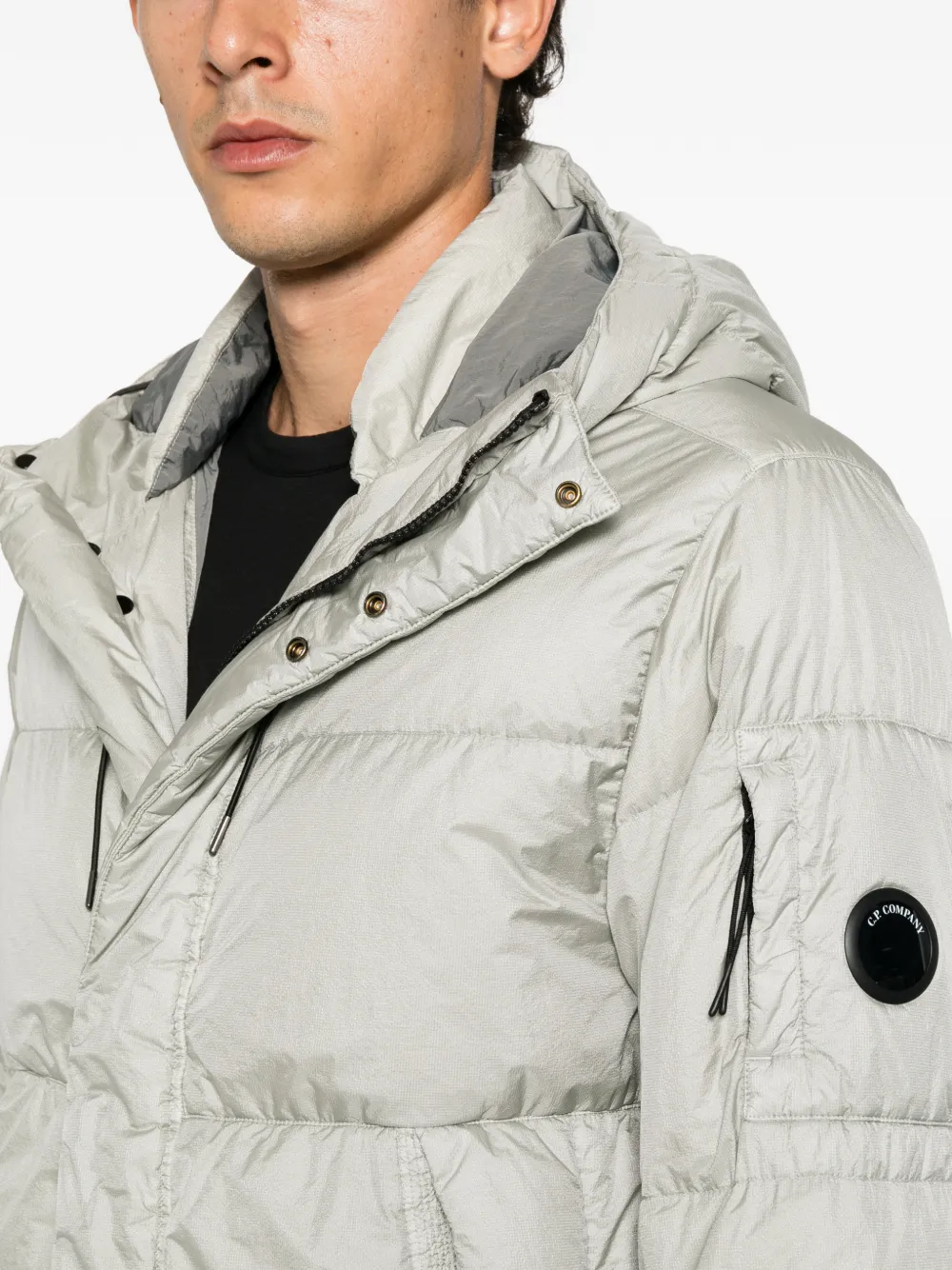 C.P. Company hooded quilted jacket Grijs