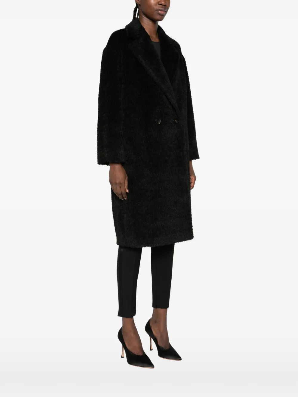Max Mara Turbano double-breasted Teddy coat Zwart