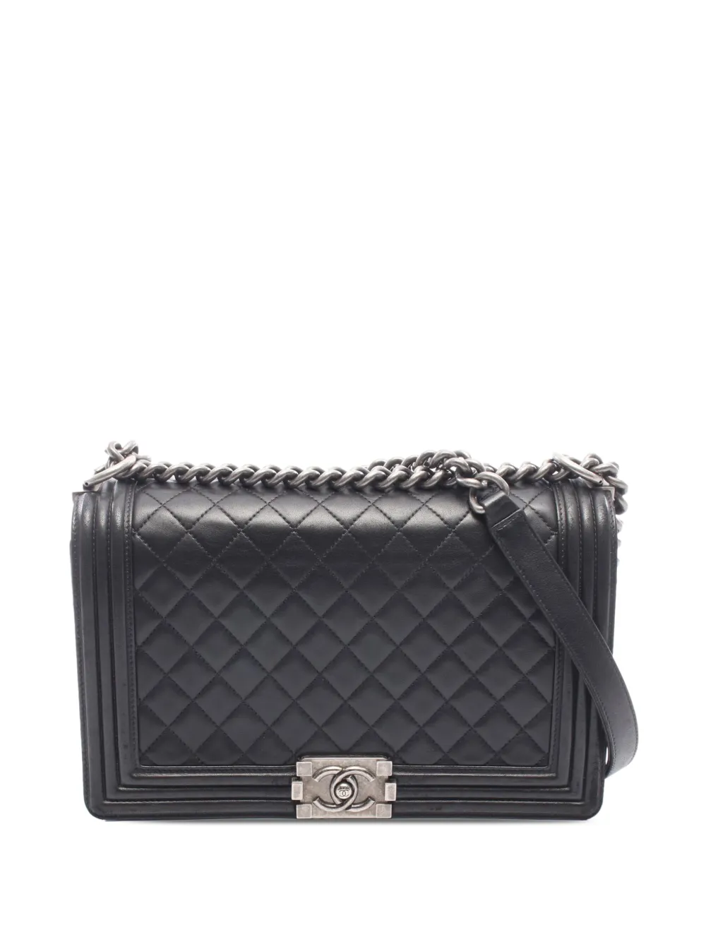 CHANEL Pre-Owned 2014-2015 Large Quilted Lambskin Boy Flap crossbody bag - Black