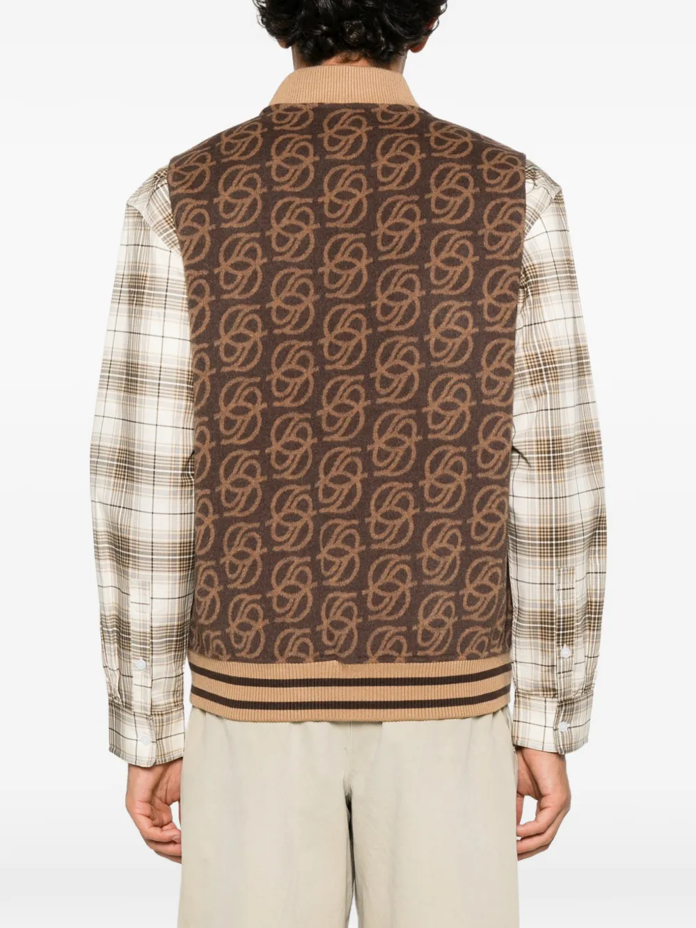 Drôle De Monsieur monogram-pattern wool gilet Bruin