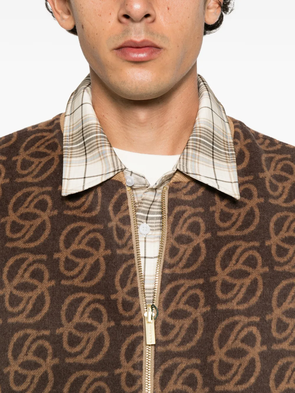 Drôle De Monsieur monogram-pattern wool gilet Bruin