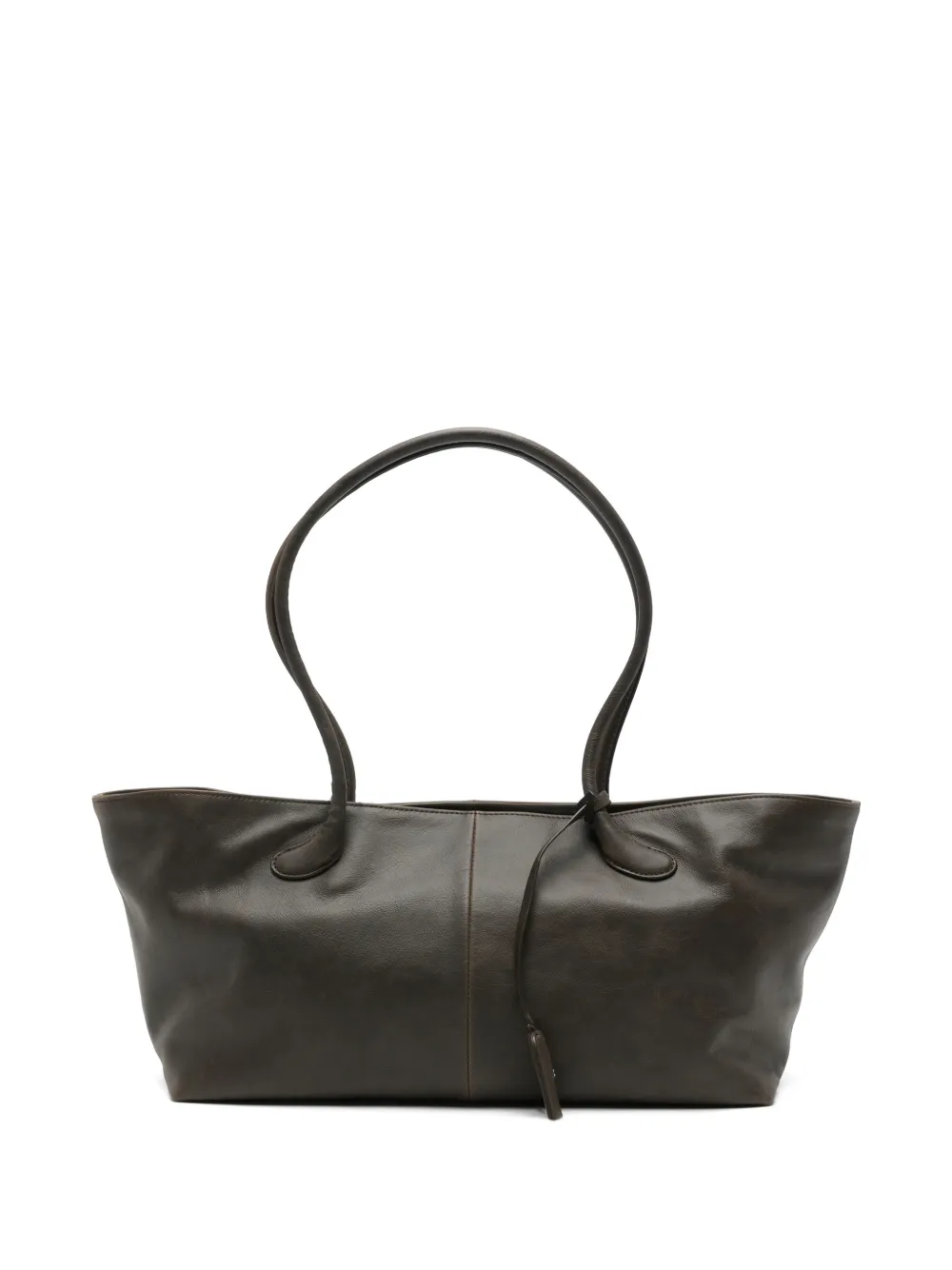 Low Classic leather tote bag - Marrone