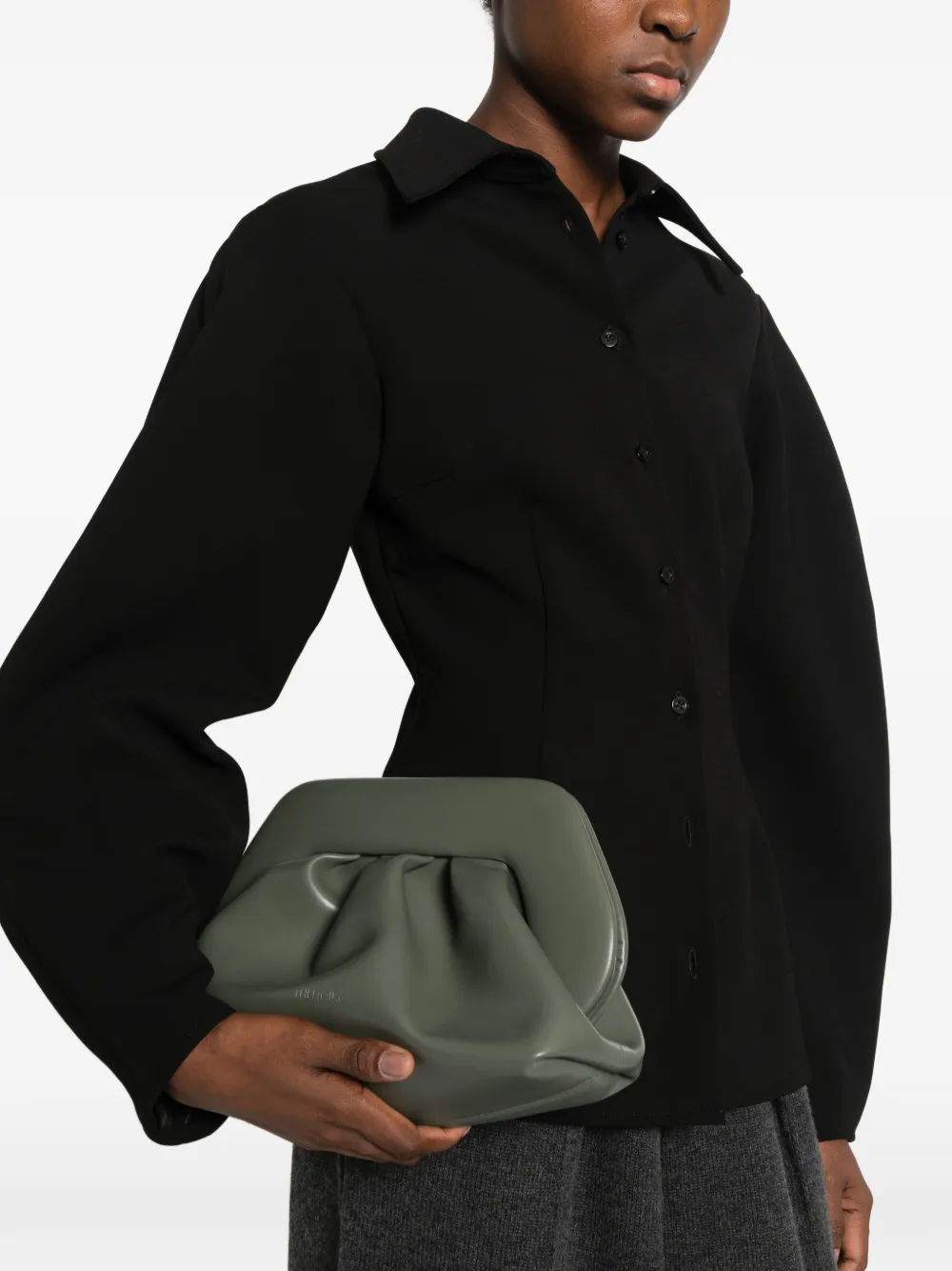 Themoirè medium Bios vegan clutch bag Groen