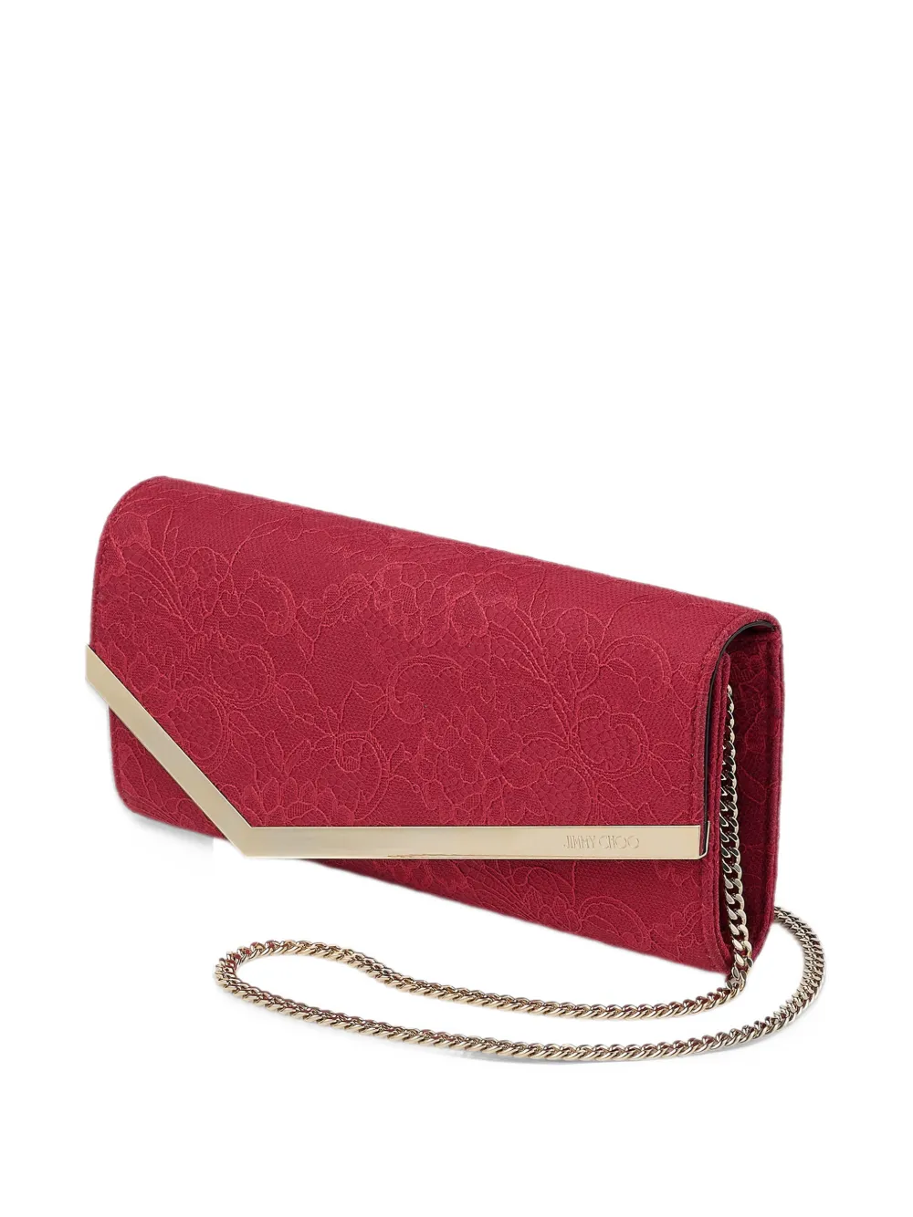Jimmy Choo Emmie lace clutch bag Rood