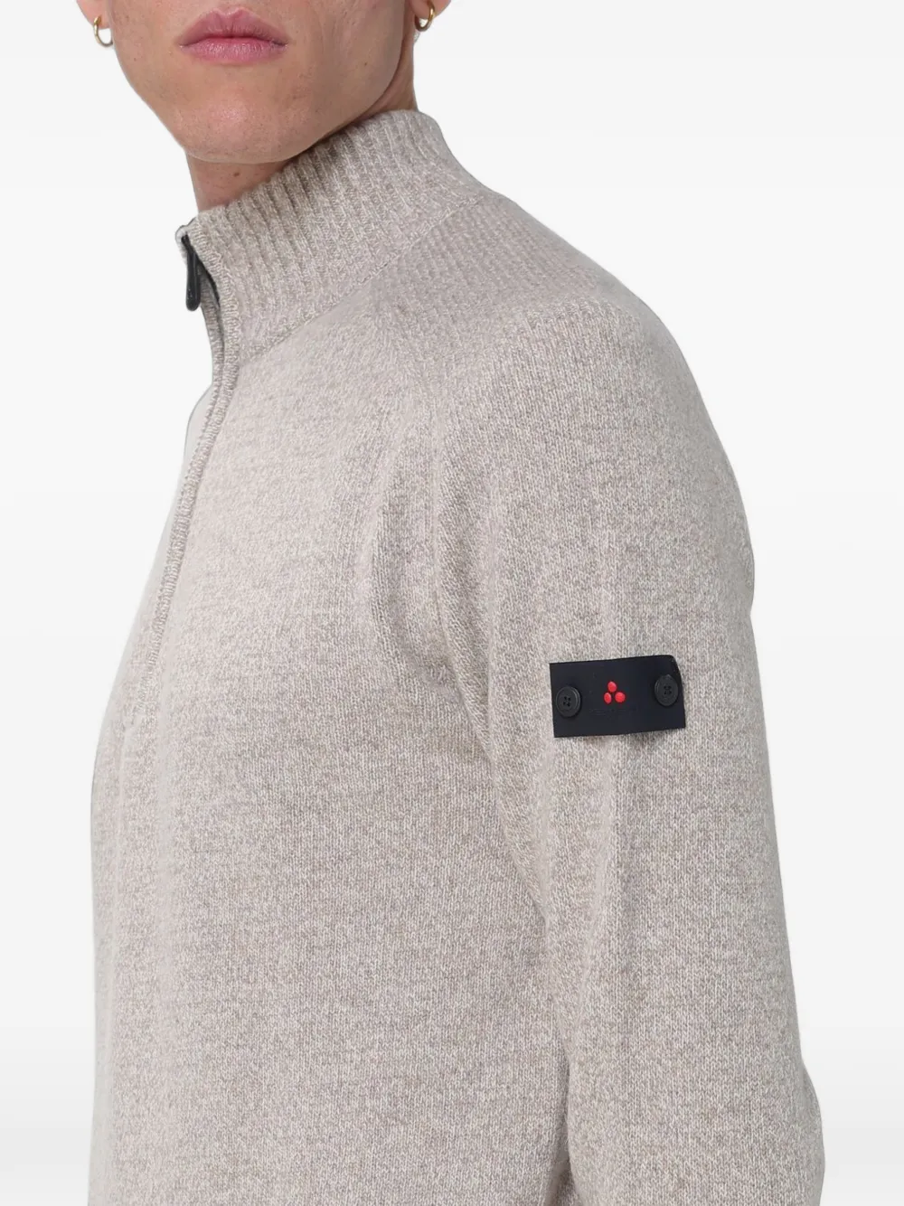 Peuterey quarter-zip wool sweater Beige