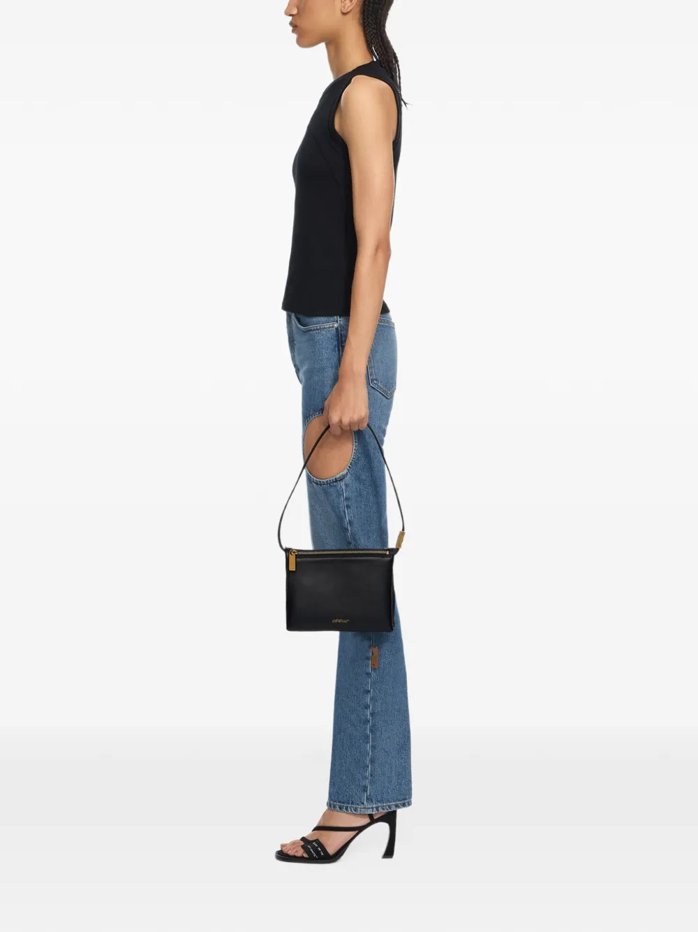 Off-White Sandbag_404 leather shoulder bag Zwart