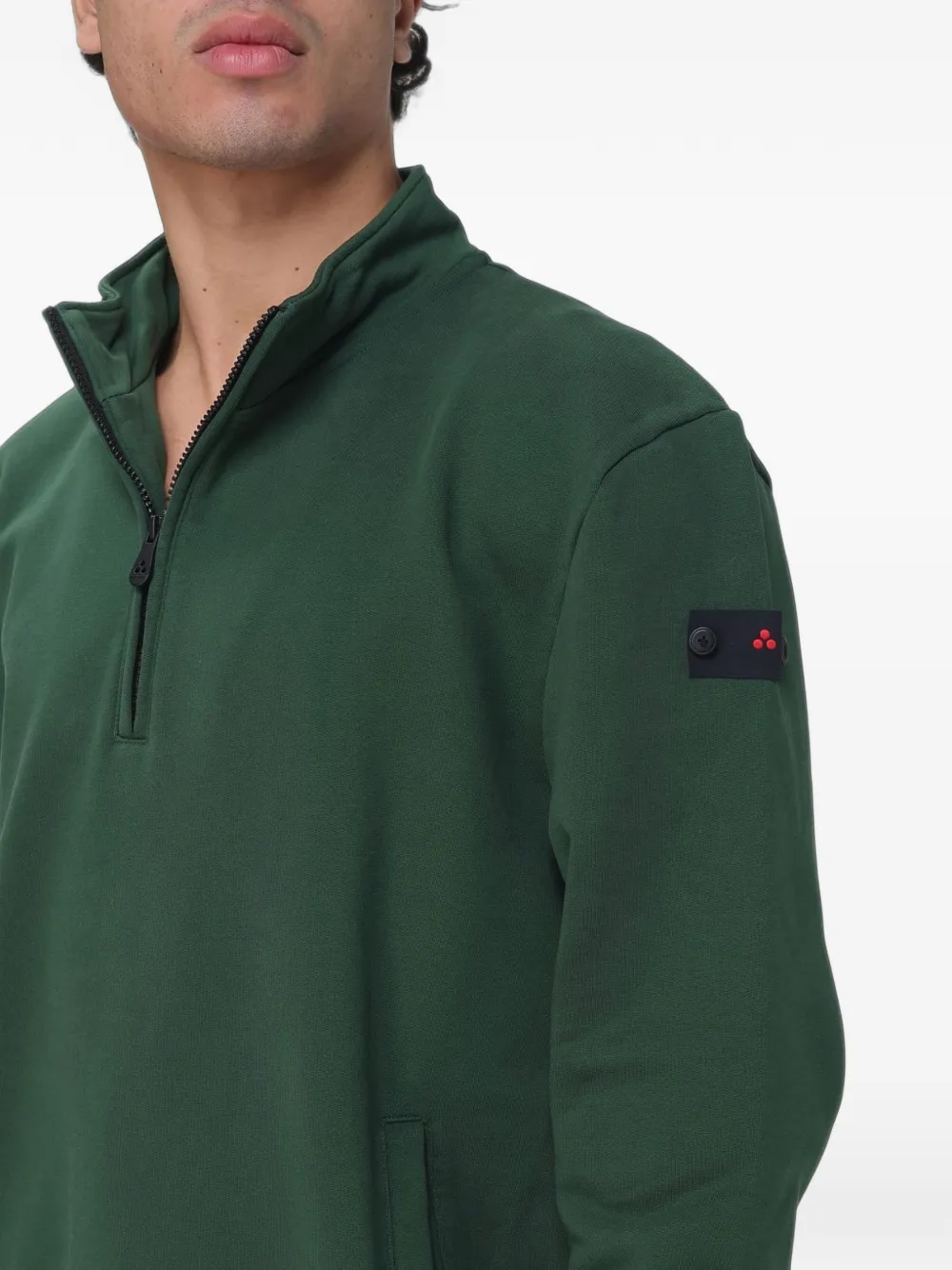 Peuterey half-zip logo-patch sweatshirt Groen