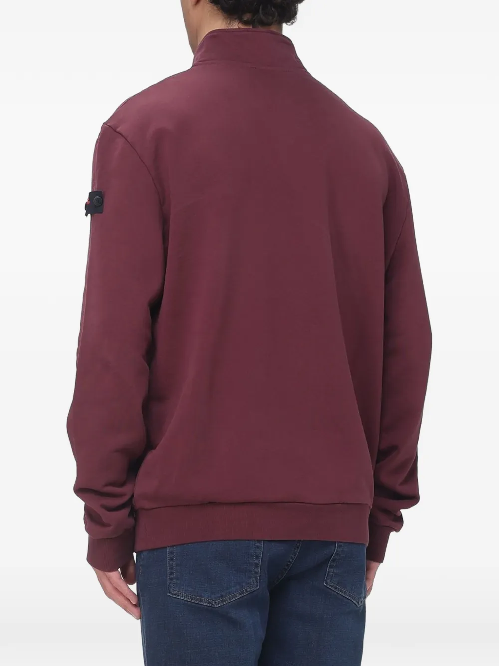 Peuterey quarter-zip logo-patch sweater Rood