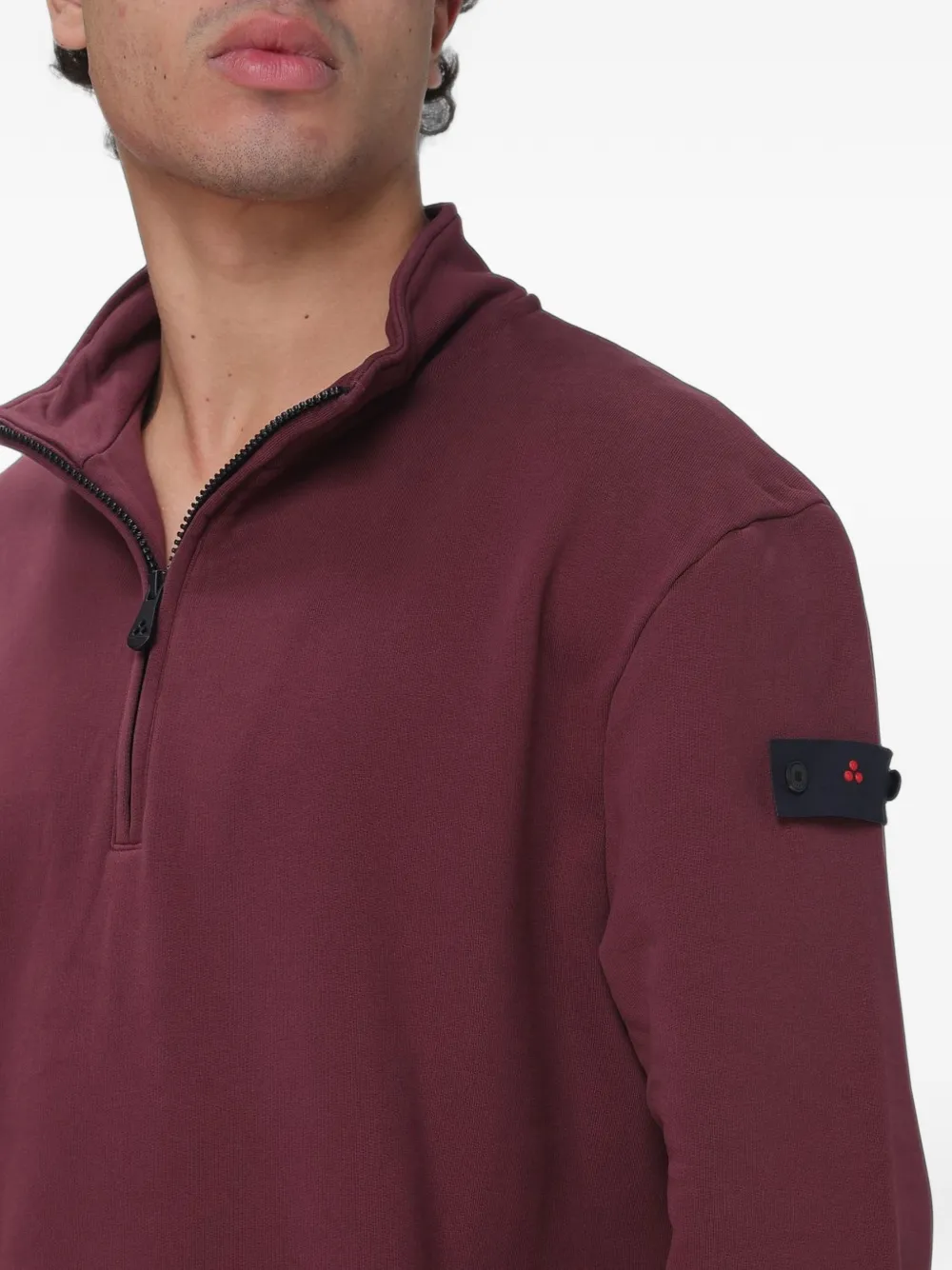 Peuterey quarter-zip logo-patch sweater Rood