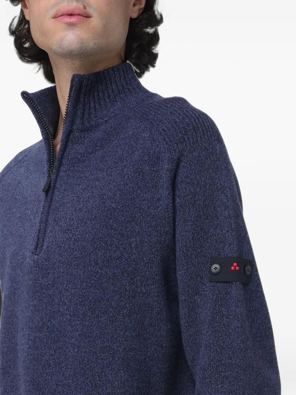 Peuterey half-zip logo-patch sweater Blauw