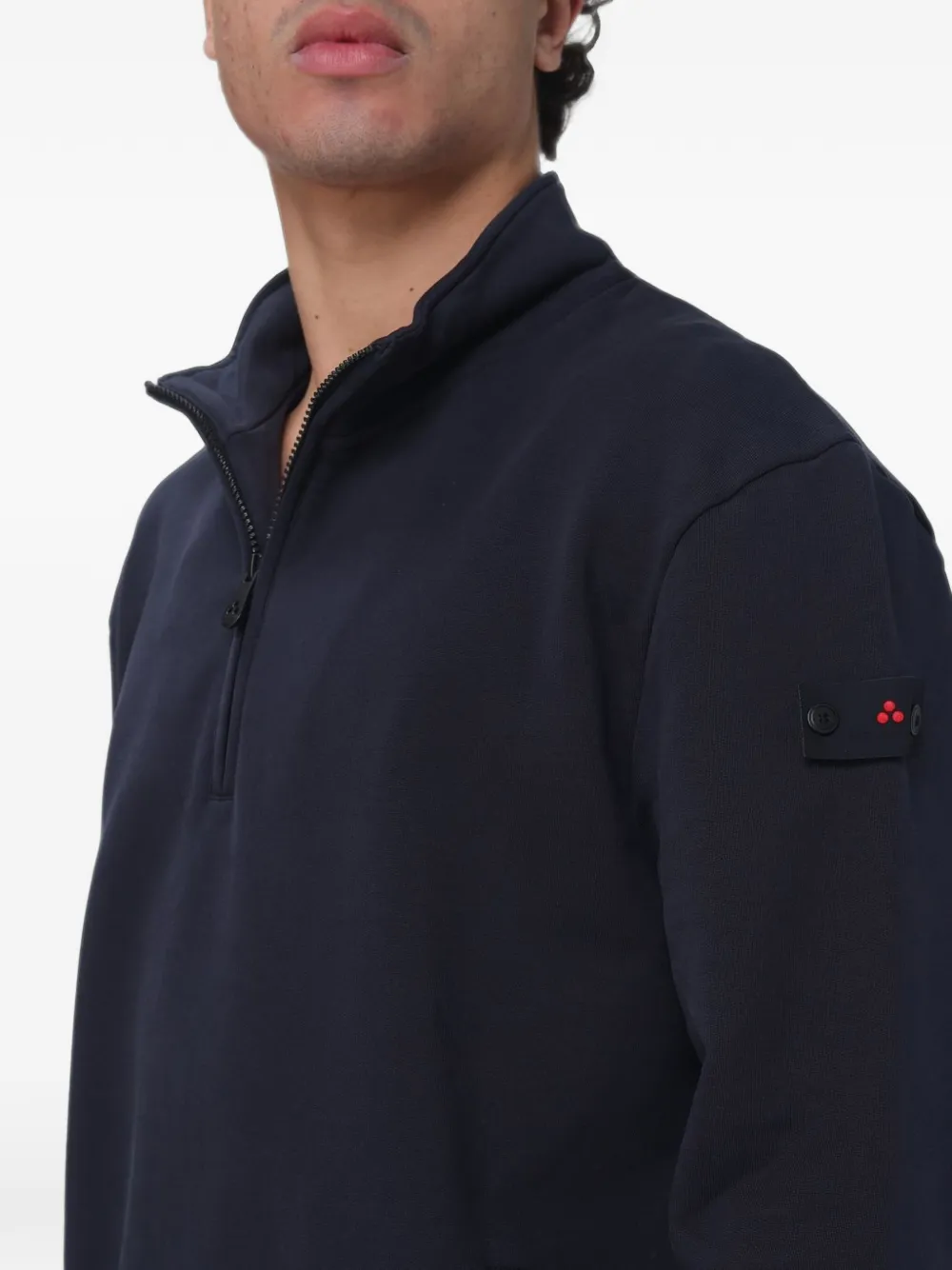 Peuterey quarter-zip logo-patch sweatshirt Blauw
