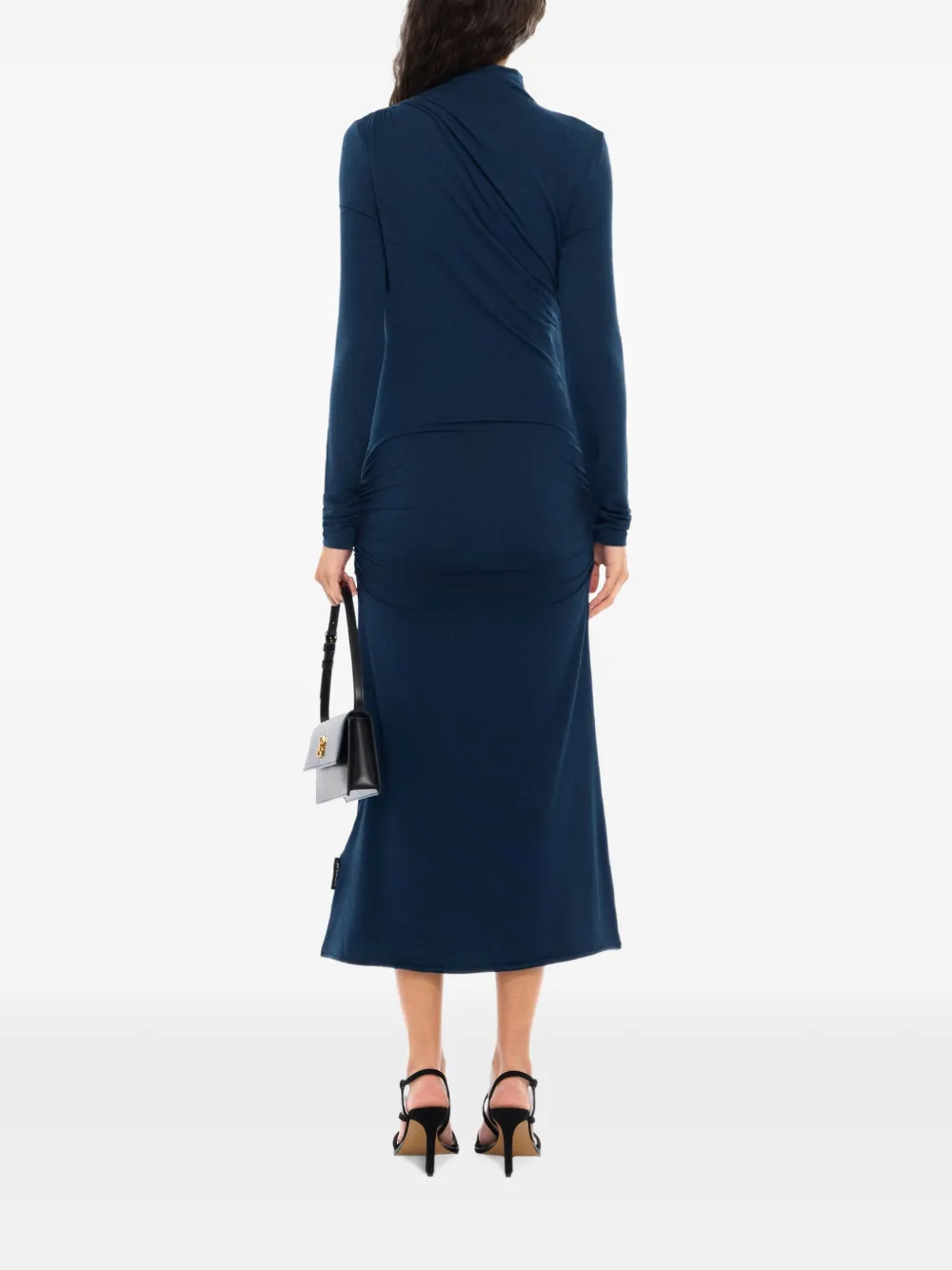 Off-White Gedrapeerde midi-jurk met col Blauw