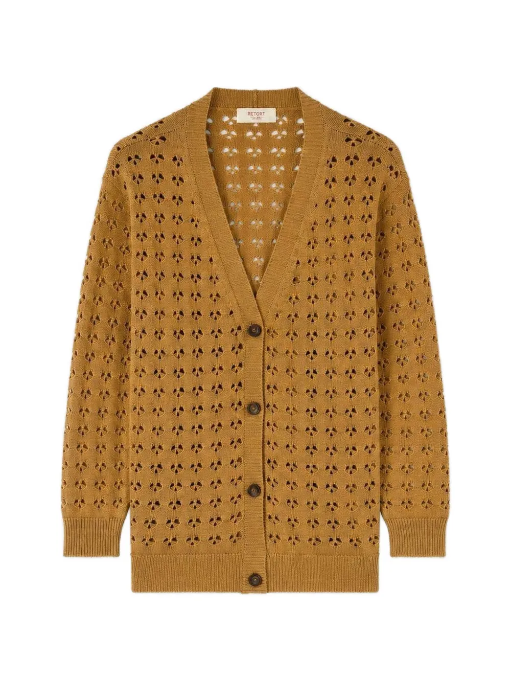 RETORI openwork-stitch V-neck cardigan - Brown