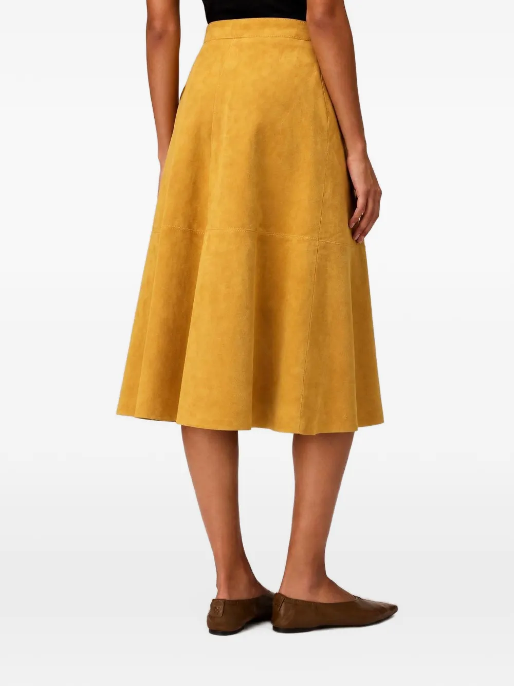 RETORI suede-leather midi skirt Geel