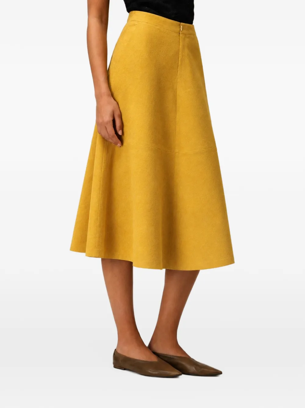 RETORI suede-leather midi skirt Geel