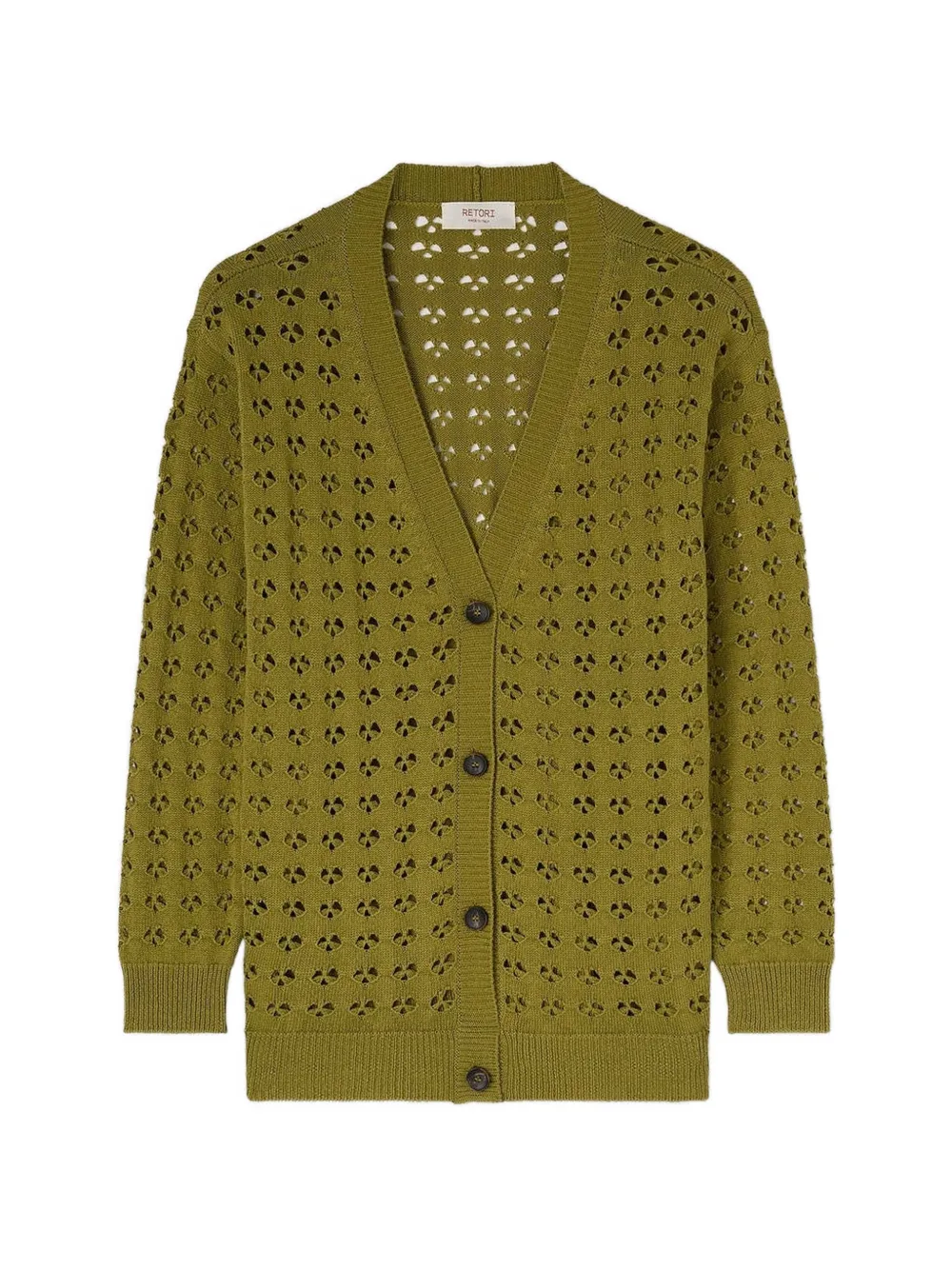 RETORI openwork-stitch cardigan - Green