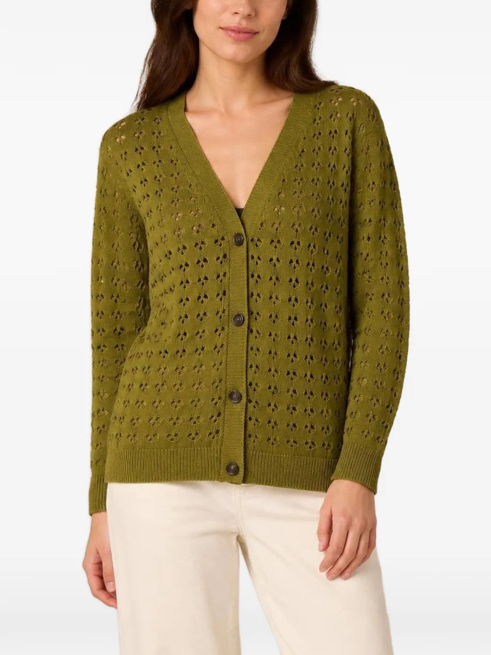 RETORI openwork-stitch cardigan Groen