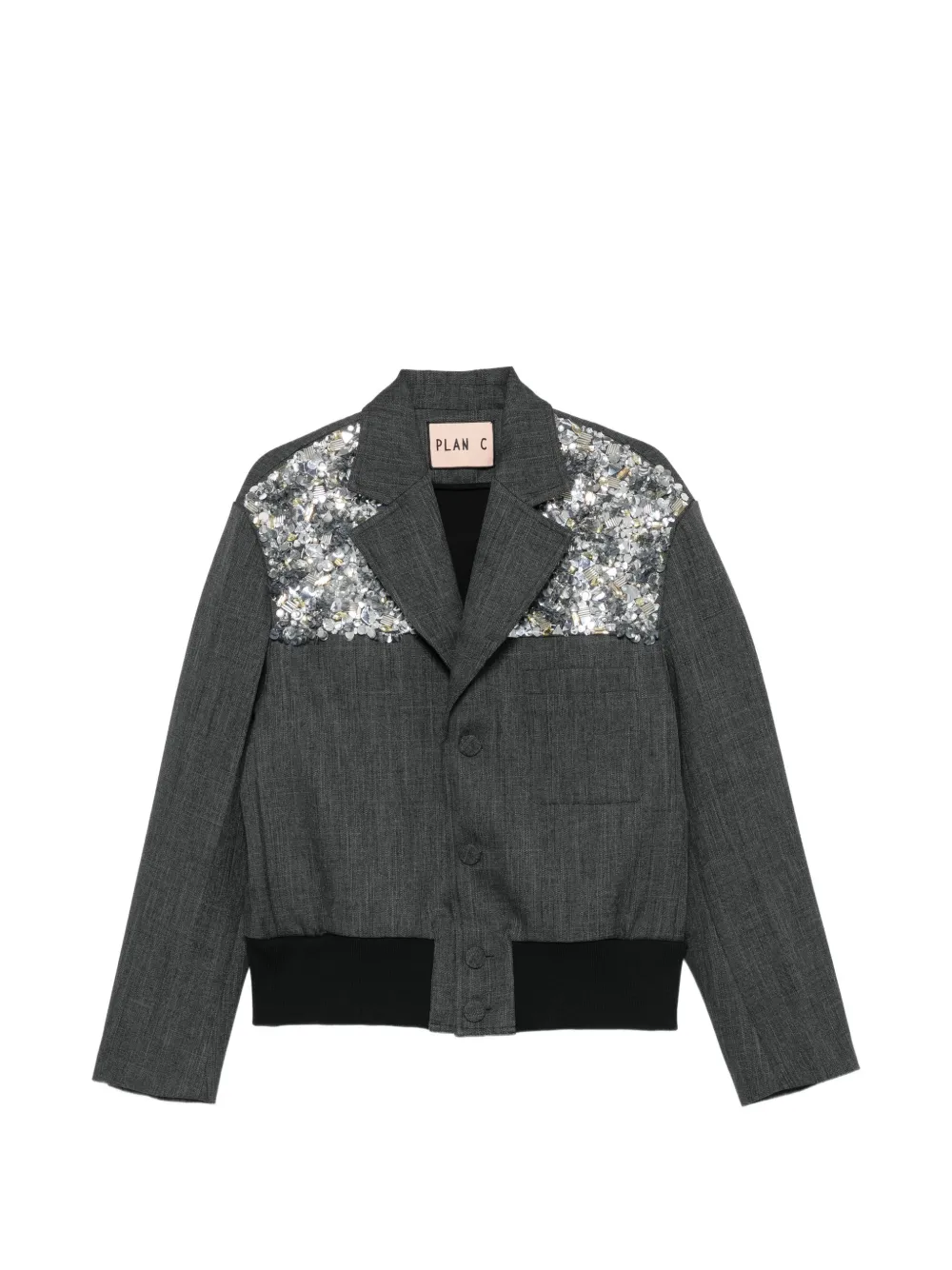 Plan C Sequin-embellished Jacket In Gray